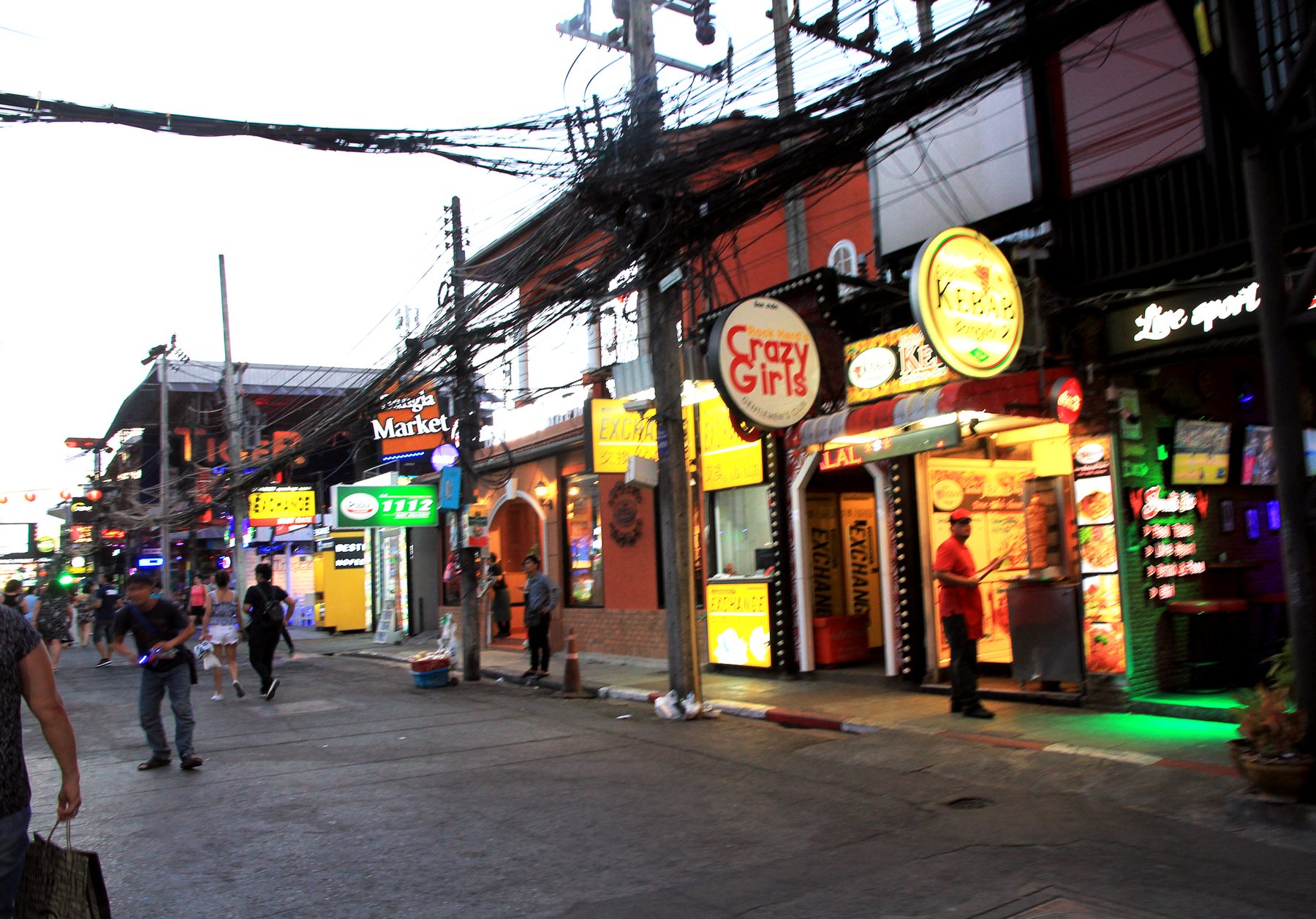 Bangla Road in Patong Phuket at sunset