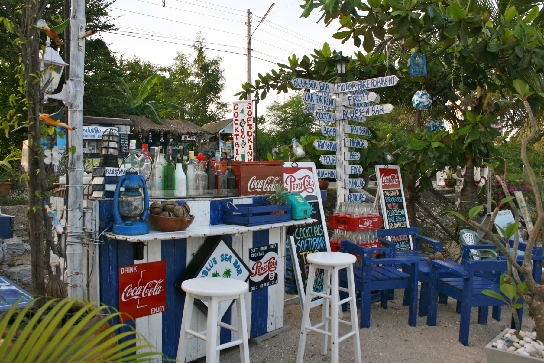 Beach bar on Cha-am beach in Thailand