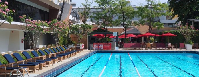 The British Club Bangkok pool area The British Club Bangkok pool area