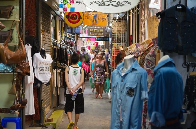 A narrow soi inside Chatuchak Weekend Market in Bangkok