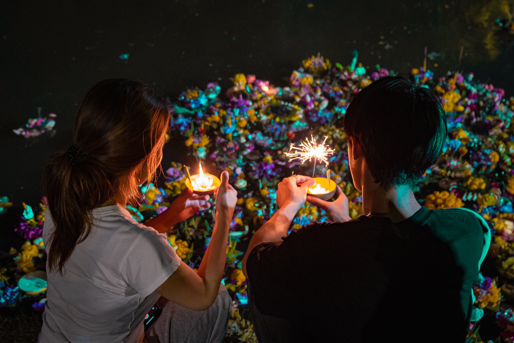 Loy Krathong festival lights in Thailand