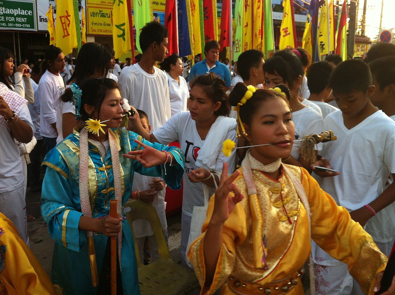 Ma Song participants in a Phuket Vegetarian Festival procession