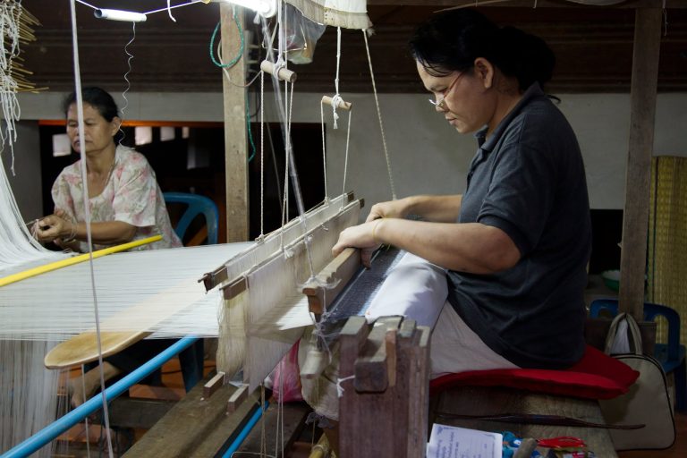 Thai silk weaving at Ban Tha Sawang in Surin