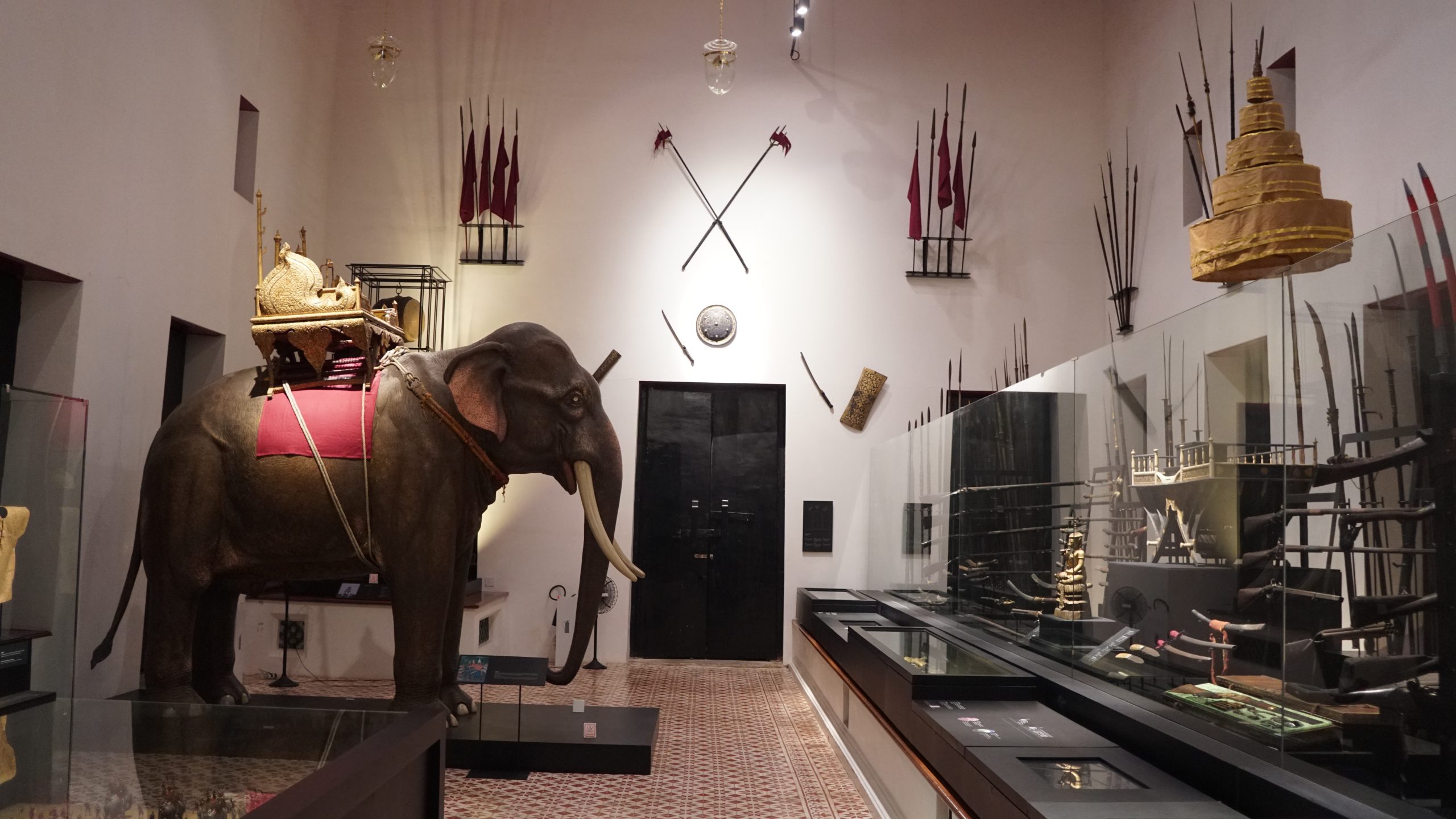 War elephant display inside Bangkok National Museum