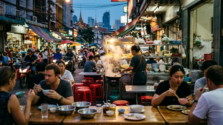 Banthat Thong Road Bangkok street food scene