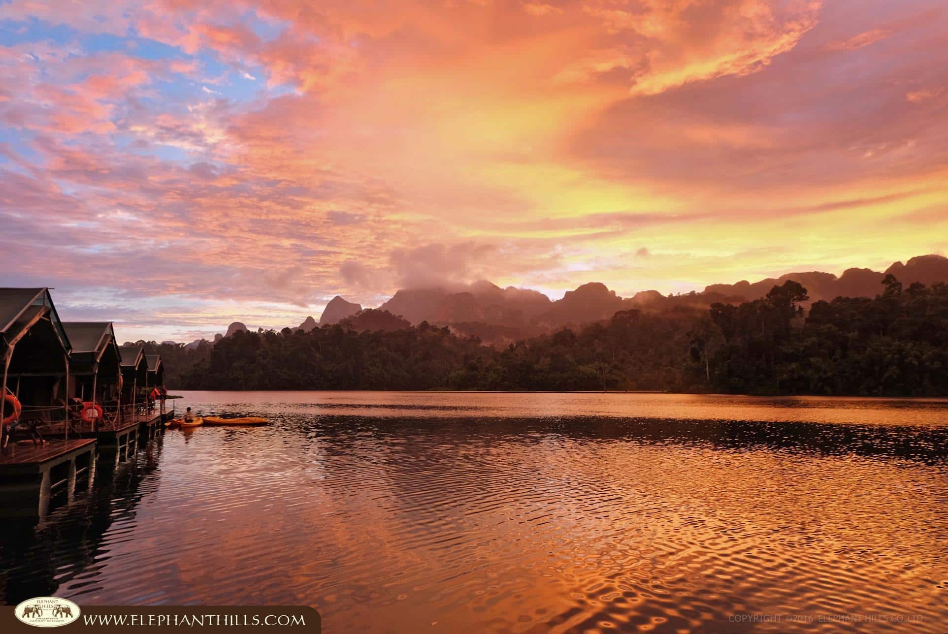 Lake setting at Elephant Hills Rainforest Camp