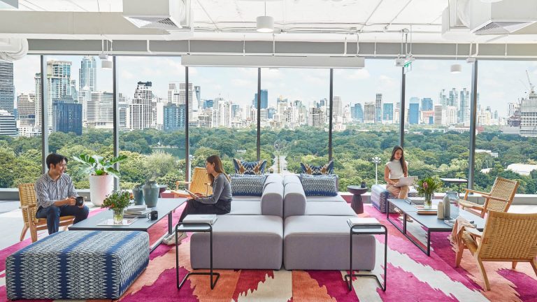 Lounge area at JustCo Silom Edge Bangkok