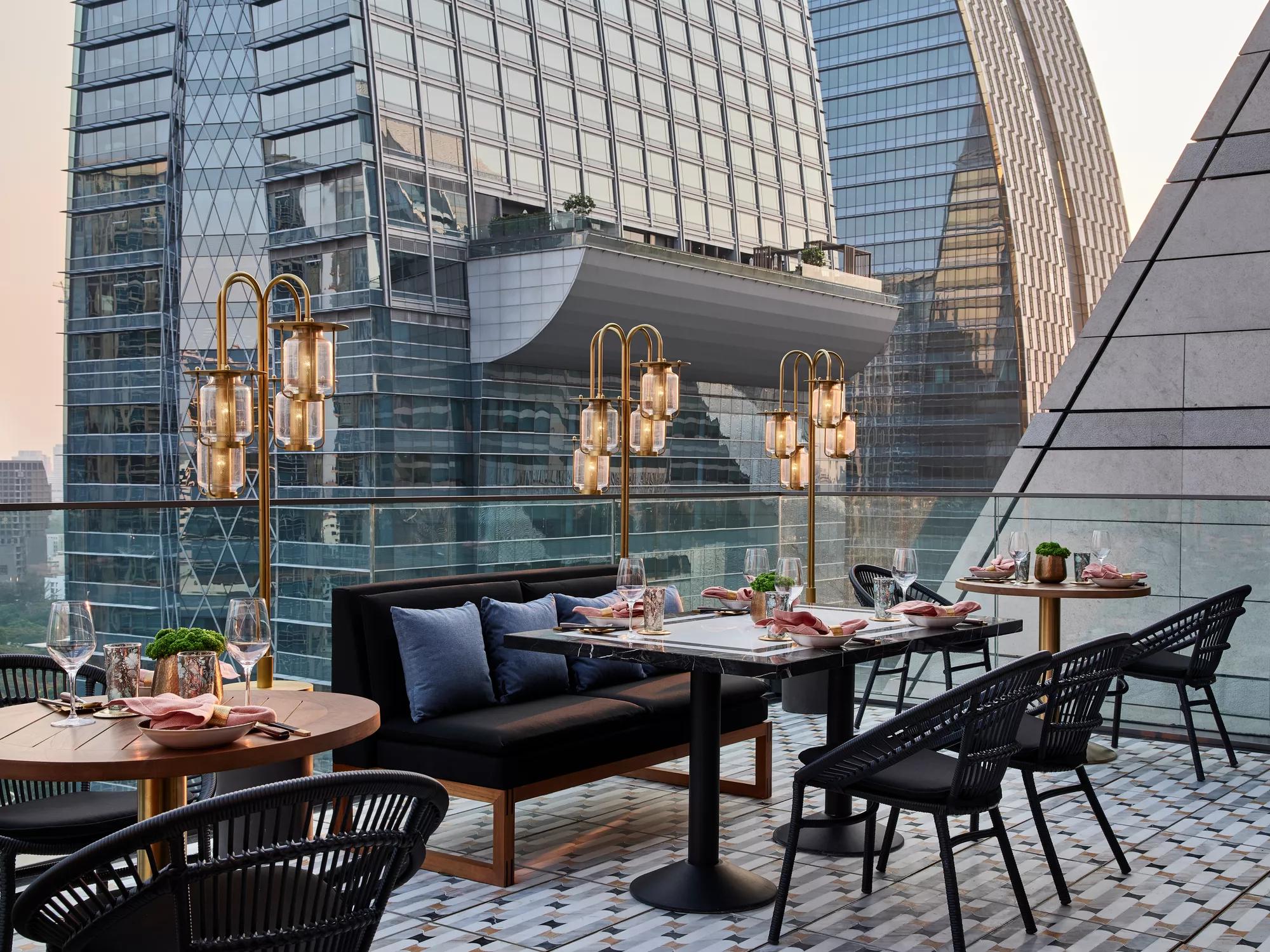 Balcony view at Nan Bei Rosewood Bangkok