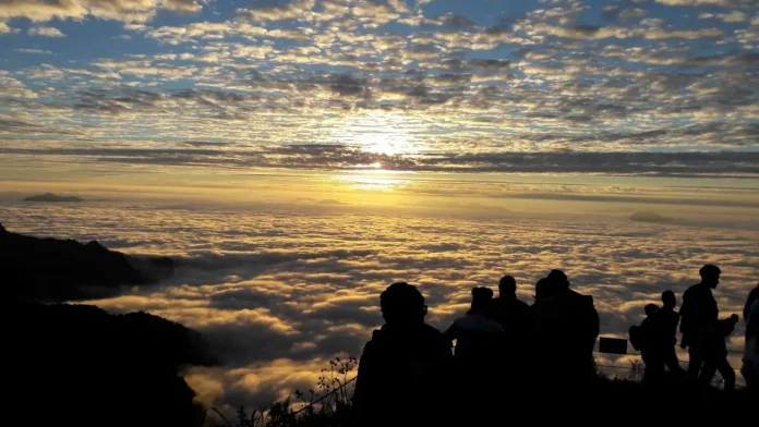 Mountain ridge and sunrise view at Phu Chi Fa in Chiang Rai