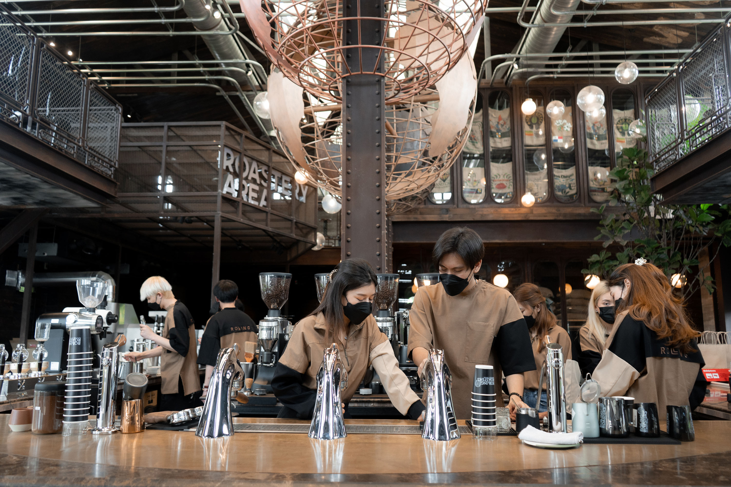 Coffee counter at Rolling Roasters Bangkok