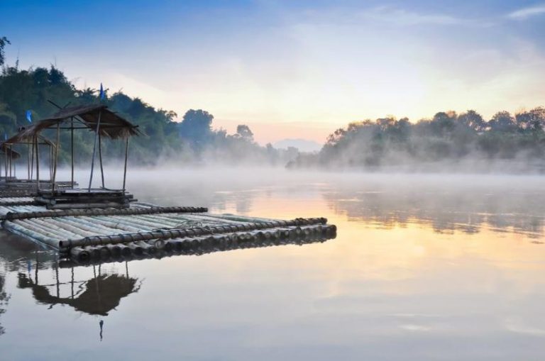 Raft house on the River Kwai in Sai Yok National Park