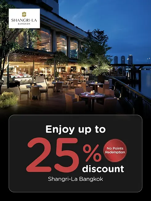 Vertical KTC artwork for Shangri-La Bangkok dining promotion