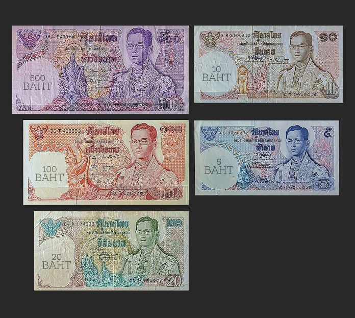 Thai baht banknotes used for a deposit protection guide
