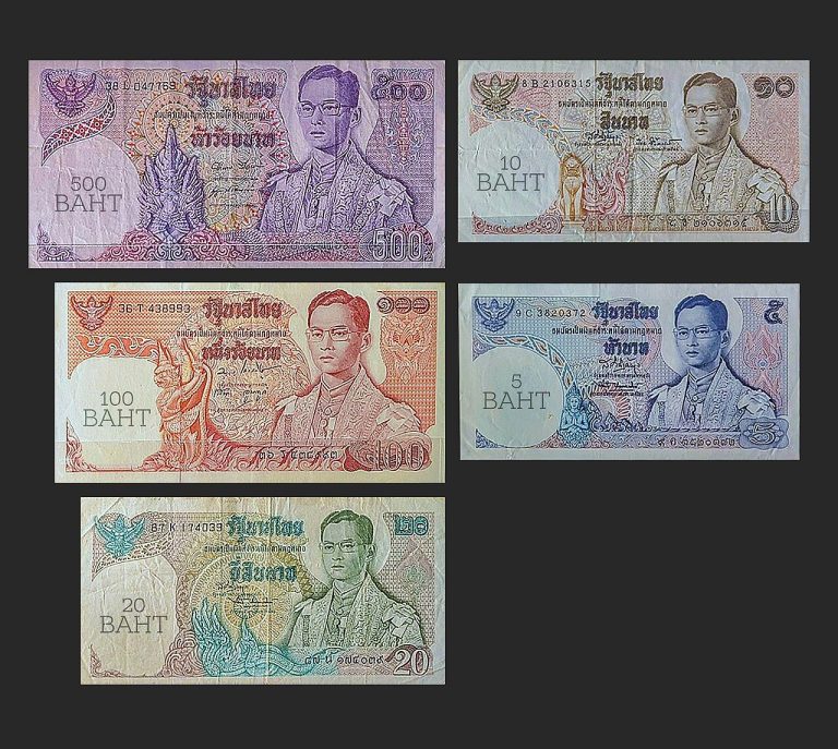 Thai baht banknotes used for a deposit protection guide