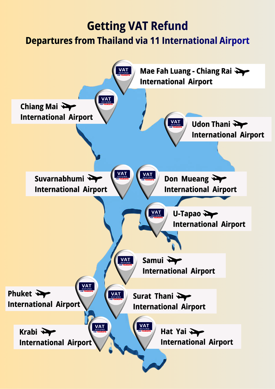 Thailand VAT refund airport process map