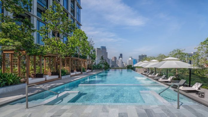 Pool at The Ritz-Carlton Bangkok overlooking the city