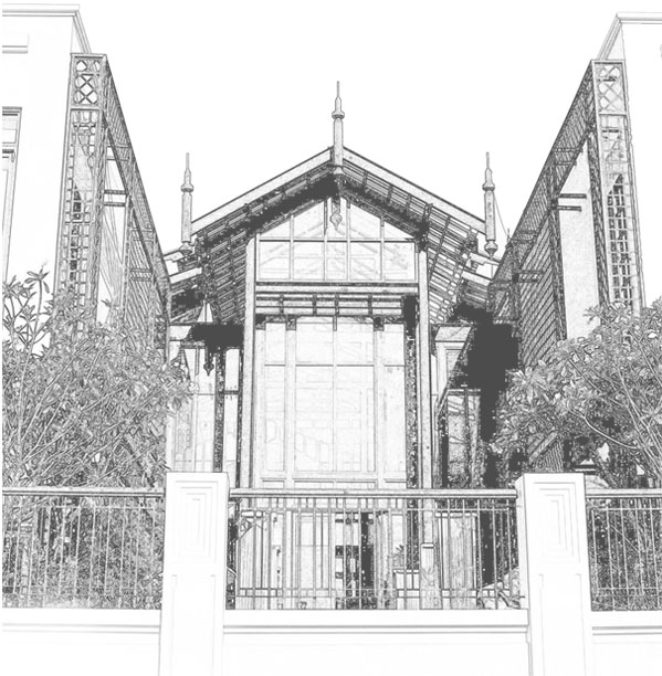 The Siam Bangkok riverside hotel grounds