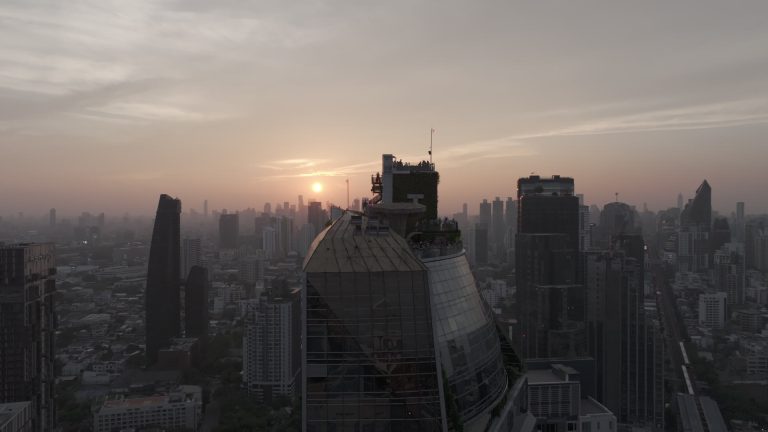 Tichuca rooftop bar in Bangkok with jungle-style lighting