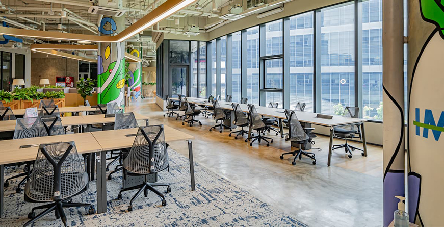 Center tables inside True Digital Park coworking space