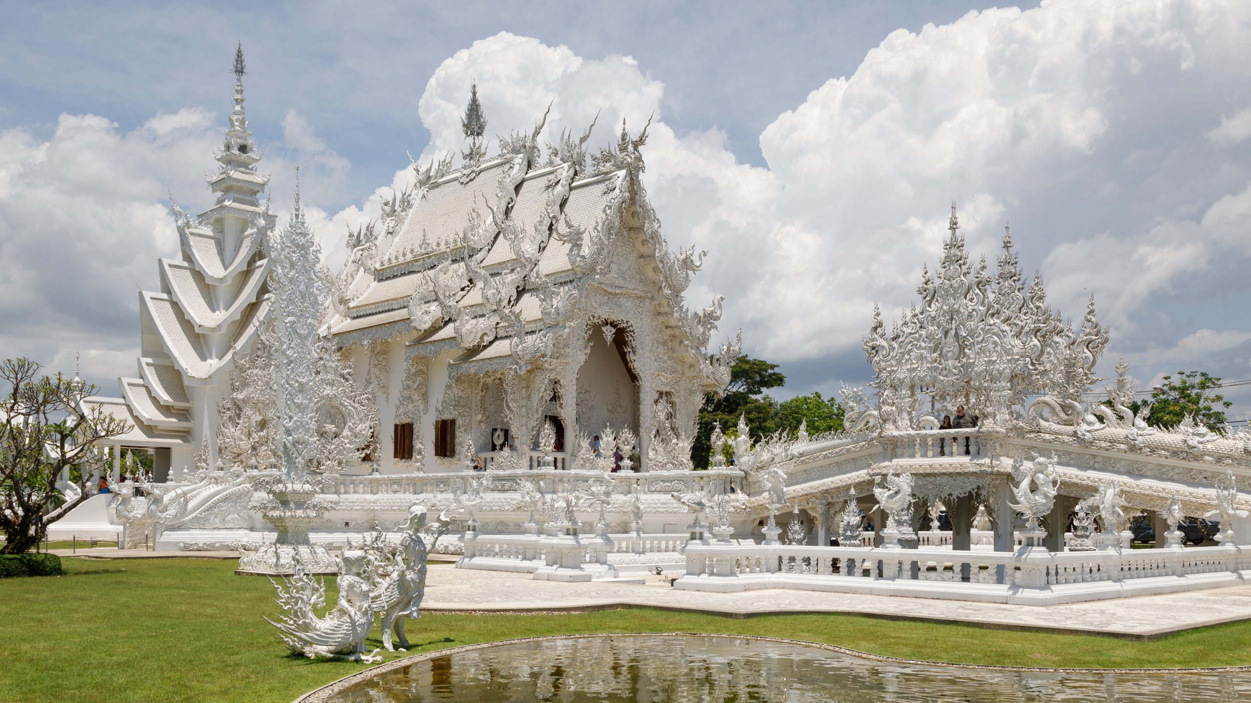 White architecture and reflective details at Wat Rong Khun Chiang Rai