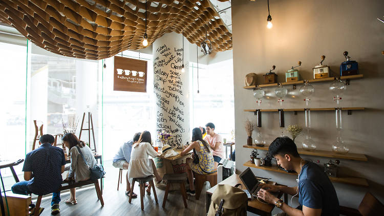 Pour-over brewing at Gallery Drip Coffee Bangkok