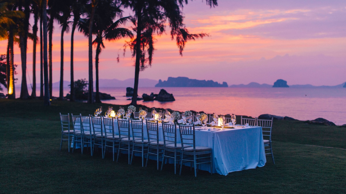 Dinner setting at Phulay Bay Krabi