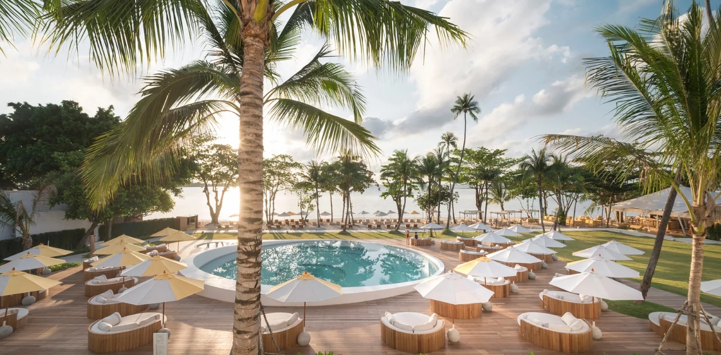 Oceanfront setting at SALA Samui Chaweng Beach Resort