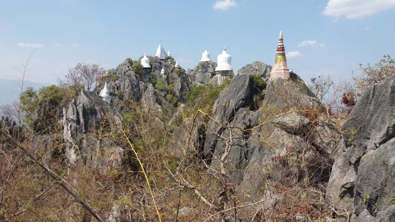 Sky pagodas at Wat Chaloem Phra Kiat in Lampang