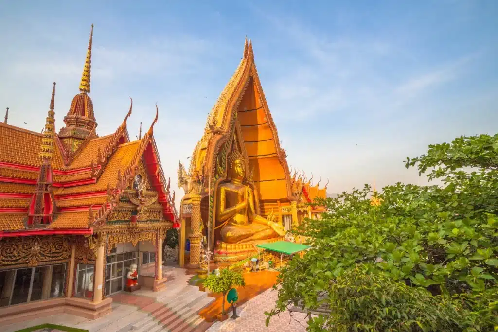 Steps and temple details at Wat Tham Suea Kanchanaburi