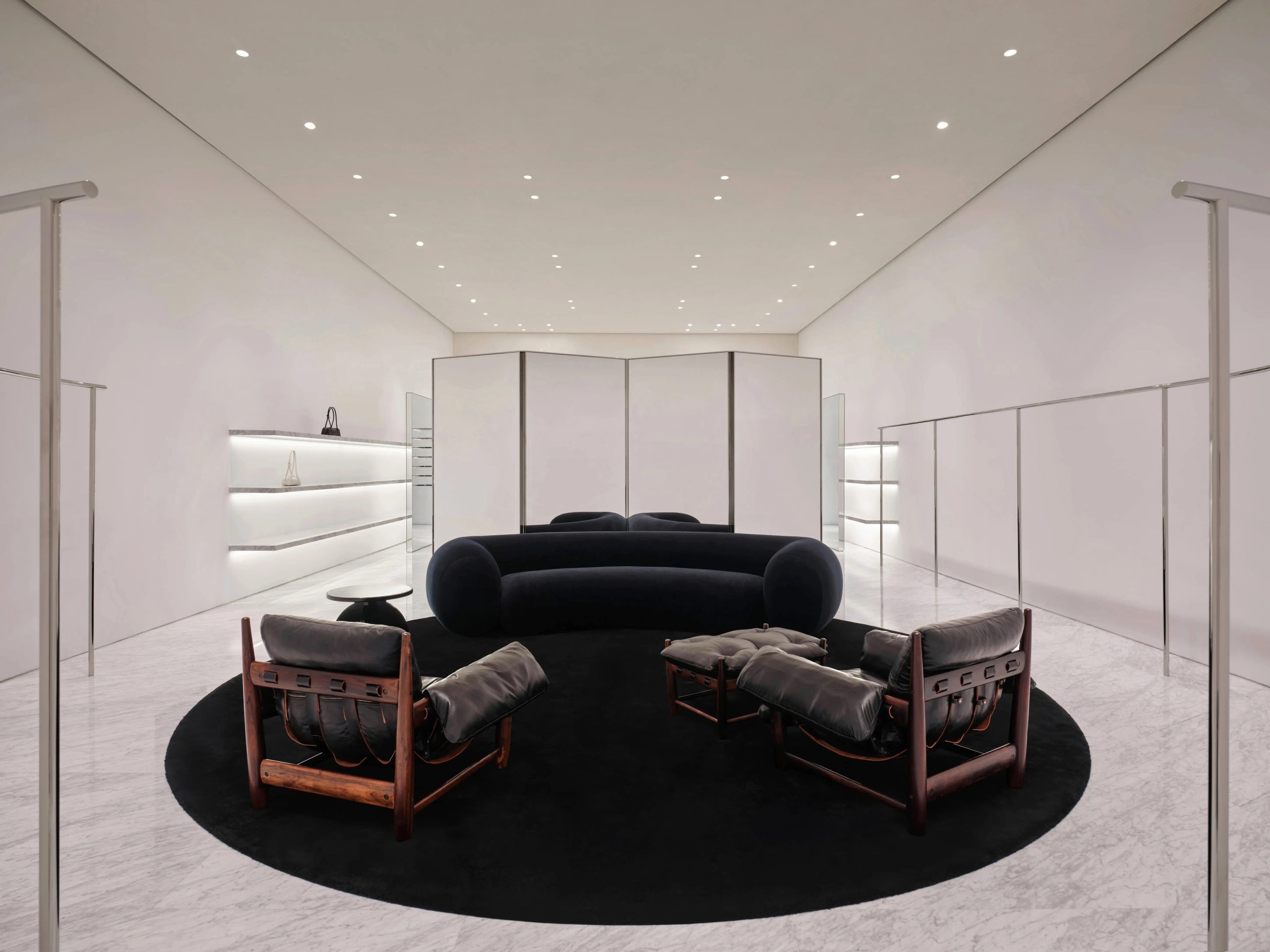 Nude leather and collectible furniture inside Alaïa Bangkok