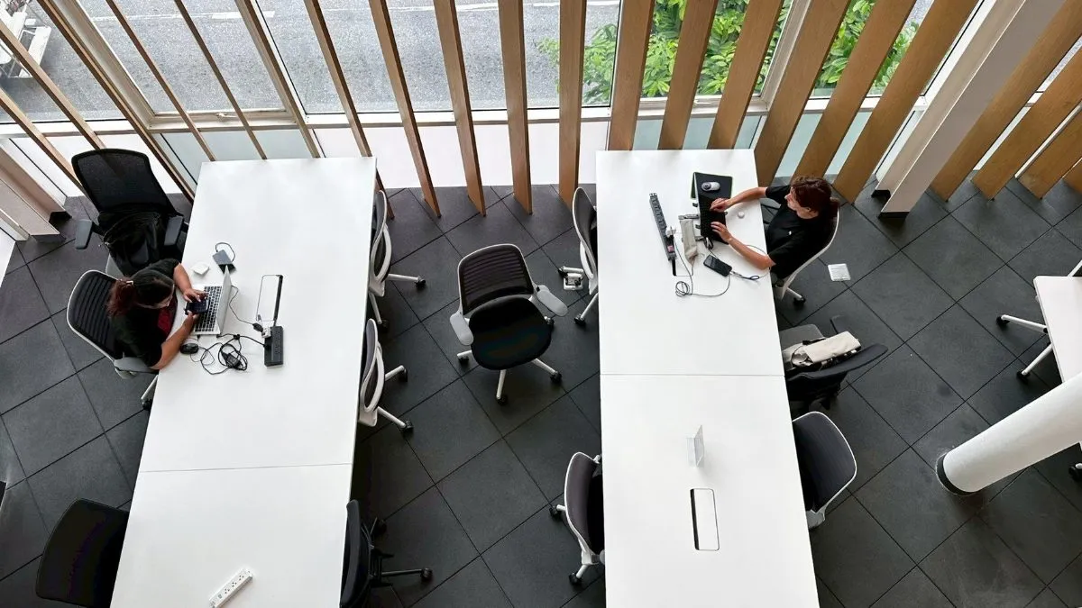 Aerial view across the desks at Atlas Workspace Asoke