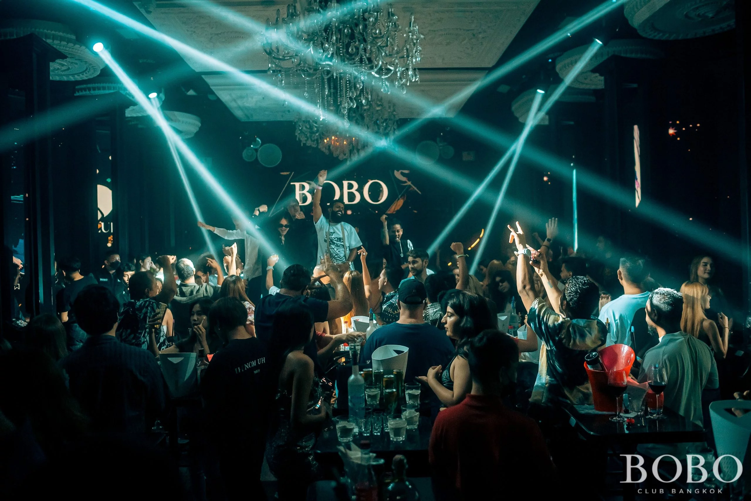 Guests and club lighting at BOBO Bangkok