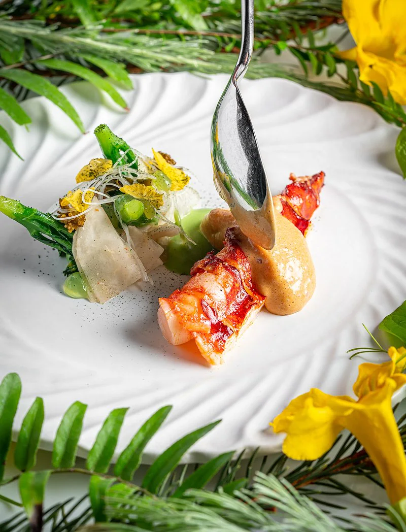 Brittany blue lobster dish at Duet Bangkok