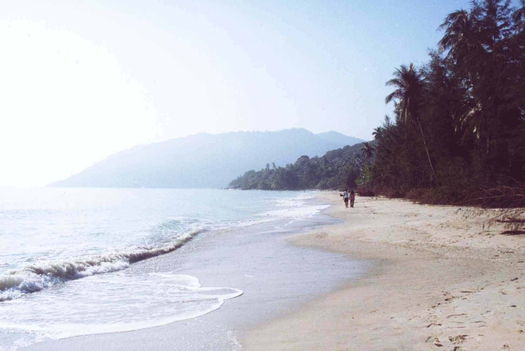 Quiet sandy beach at Khanom in southern Thailand