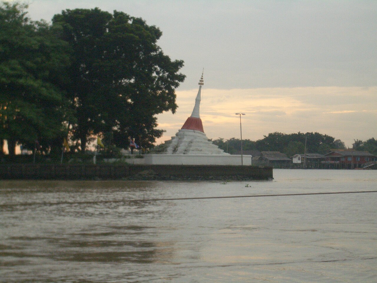 Leaning chedi at Ko Kret in Nonthaburi