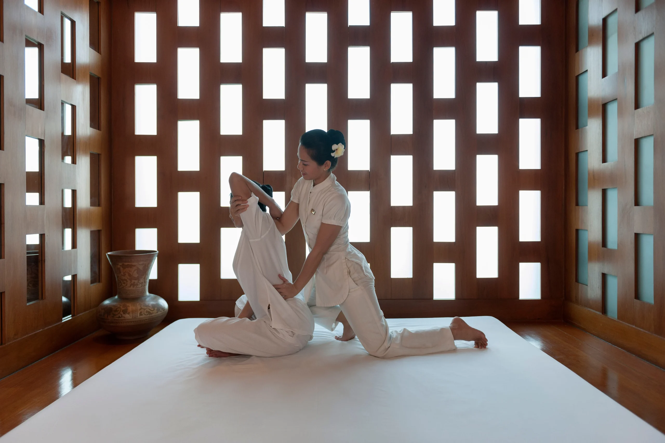 Guest receiving a Thai massage at The Oriental Spa Bangkok