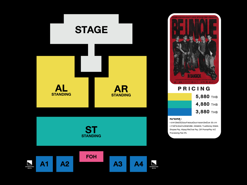 Ticket-zone plan for P1Harmony Bangkok 2026