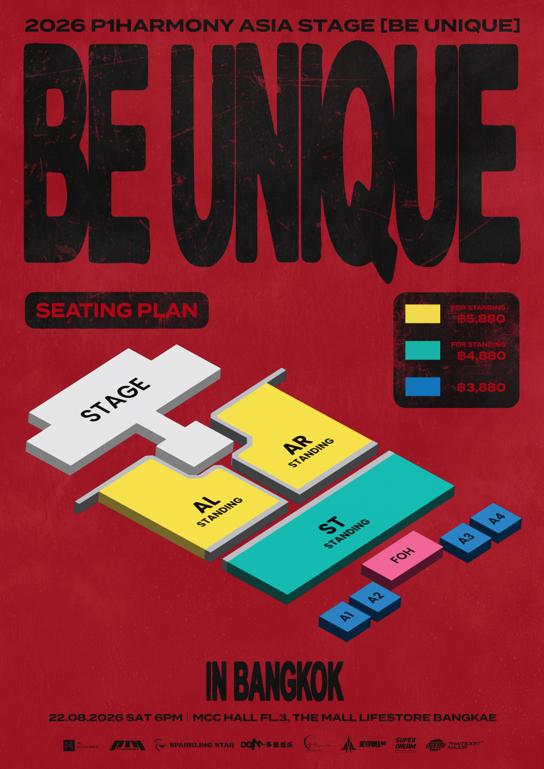 Detailed zone artwork for the P1Harmony Bangkok concert