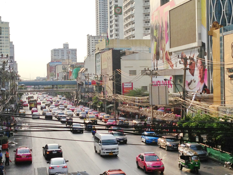 Street view along Phetchaburi Road in central Bangkok