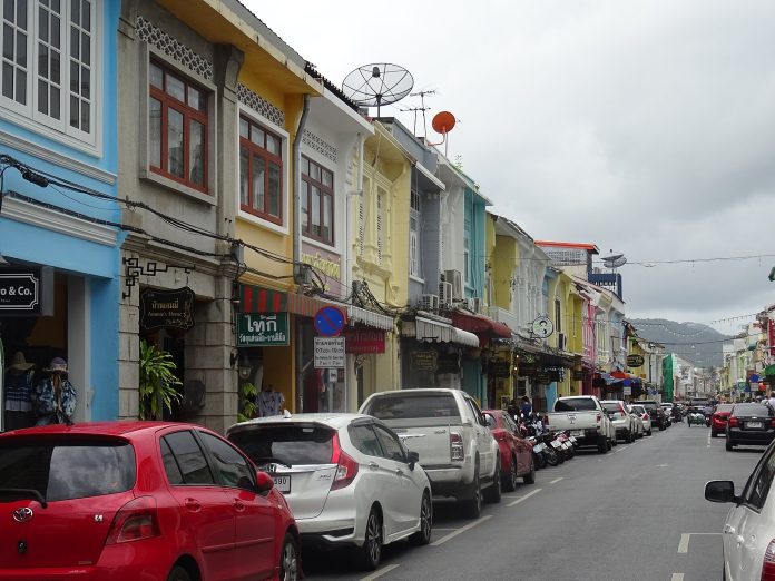 Colourful shophouses on Thalang Road in Phuket Old Town
