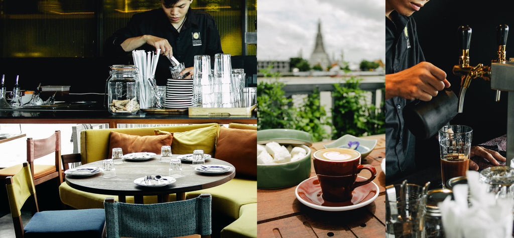 Roots Coffee Bangkok beans and brewing