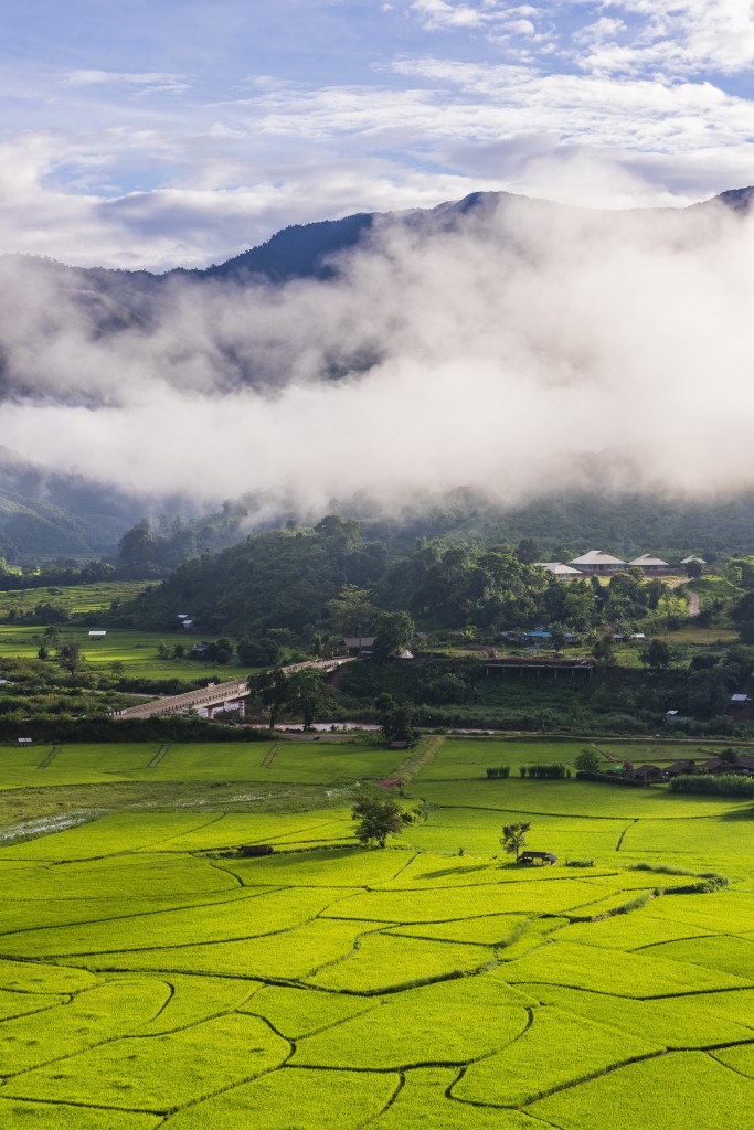 Mountain and village landscape around Sapan, Nan