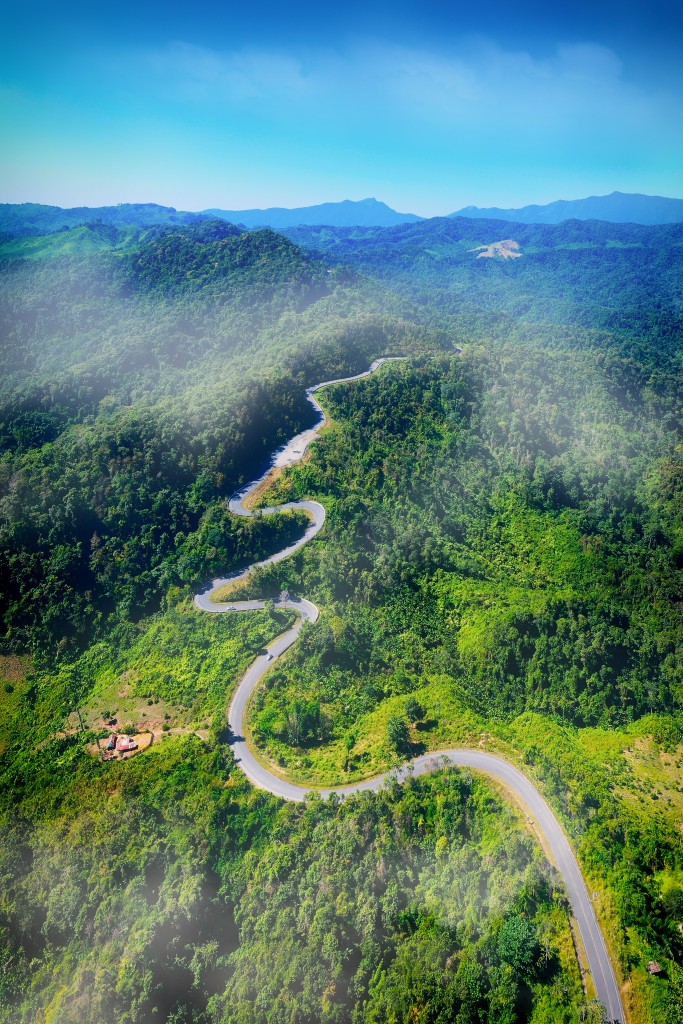 Winding Route 1081 through the mountains of Nan