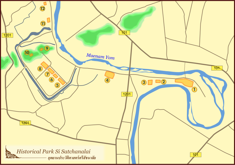 Si Satchanalai Historical Park ruins and landscape