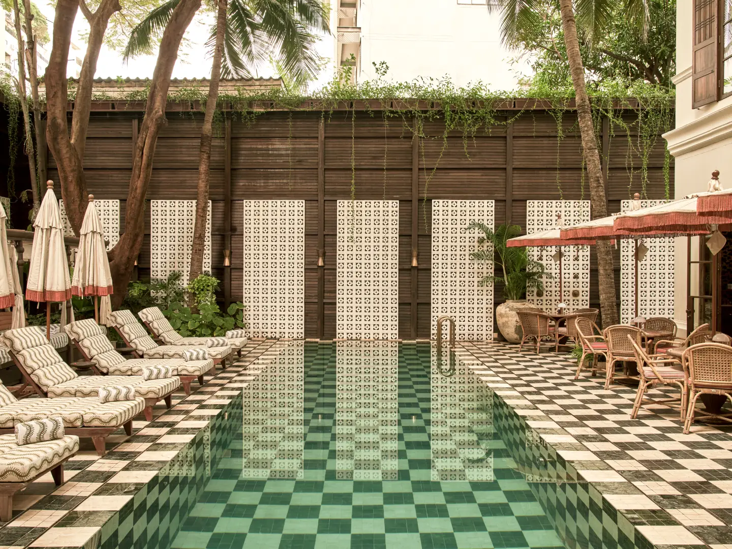 Pool and tropical terrace at Soho House Bangkok
