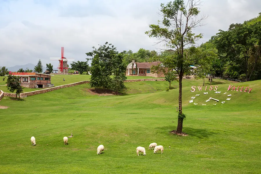 Green hills and rural landscape in Suan Phueng Ratchaburi