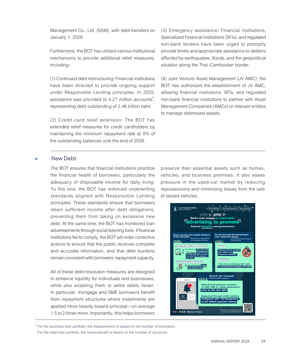 Bank of Thailand annual report page stating the 8 percent minimum through 2026