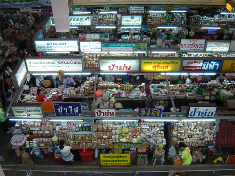 Food stalls at Warorot Market Chiang Mai