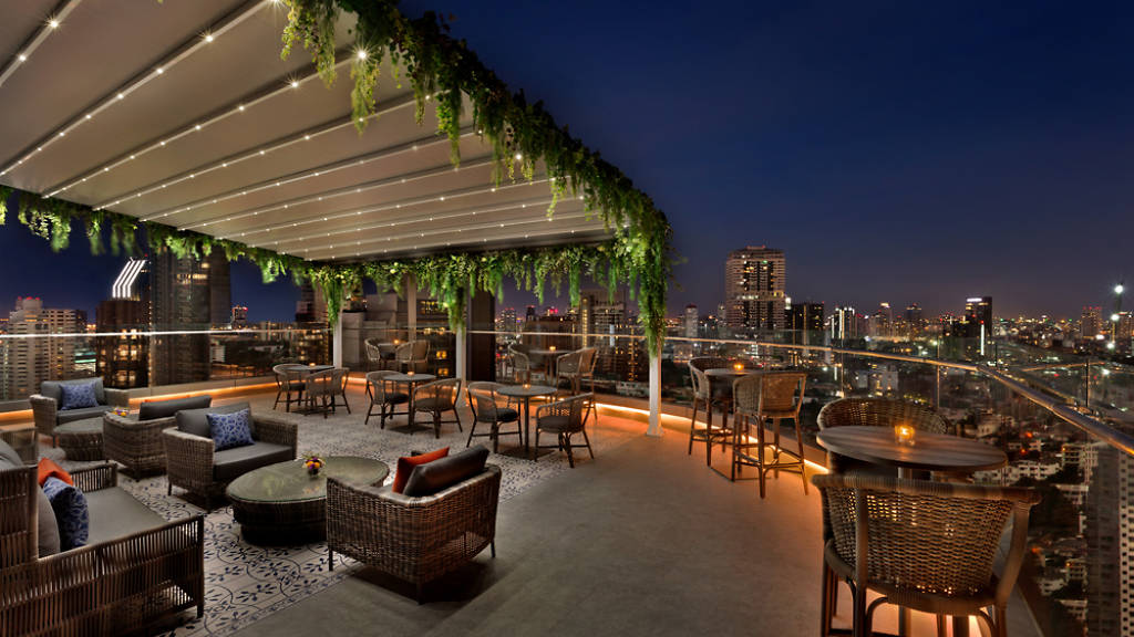Outdoor terrace seating at AIRE BAR Bangkok