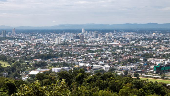 View across Hat Yai city in southern Thailand